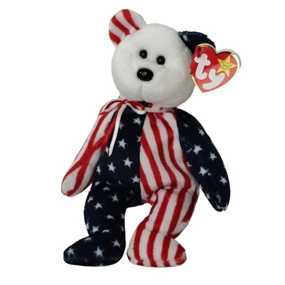 Ty Beanie Babies Spangle the Bear Stuffed Animal Plush Toy Patriotic USA 1999 - Picture 1 of 6